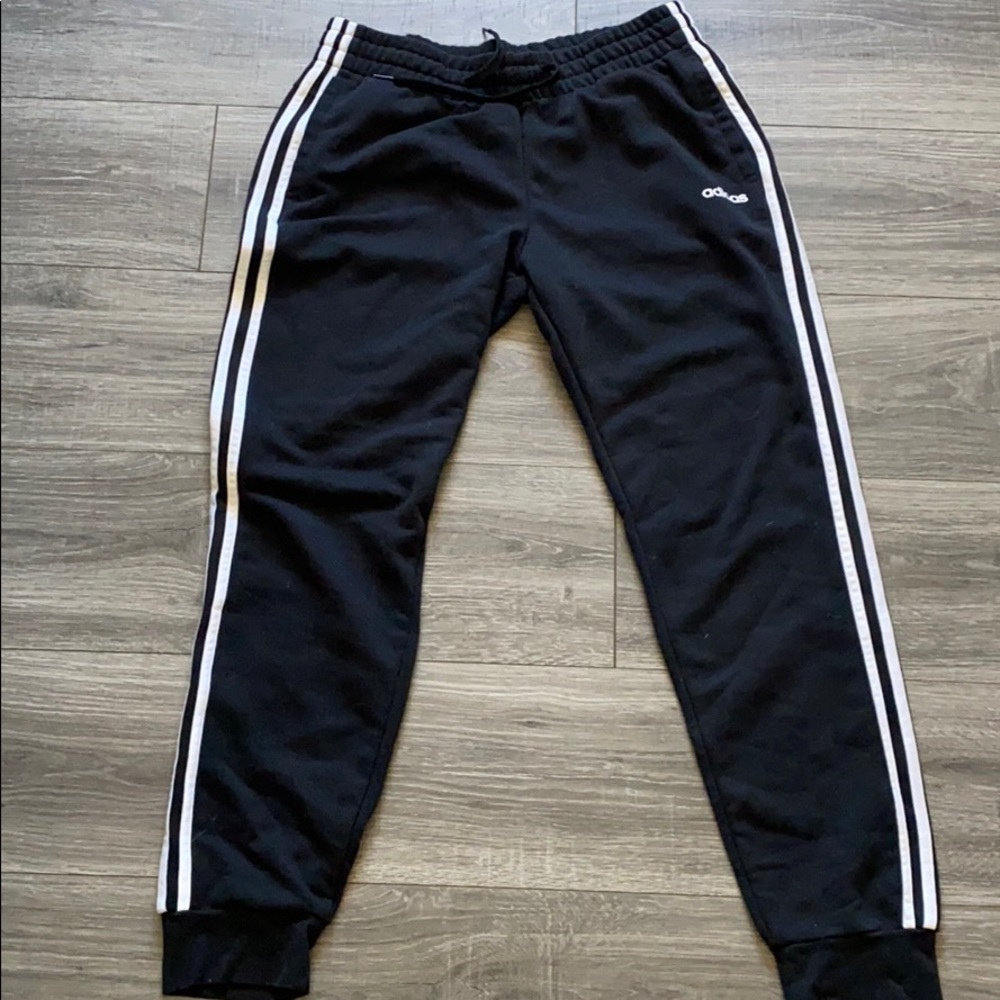 Black and white Adidas joggers
